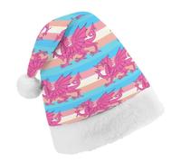 Queer Welsh Trans Dragon Funny Santa Hat Plush Christmas Hats Party Headwear for Holiday New Year