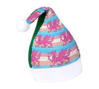Queer Welsh Trans Dragon Funny Sequin Santa Hat Plush Christmas Hats Party Headwear for Holiday New Year