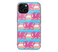 Queer Welsh Trans Dragon Glass Back Mobile Phone Basic Cases Compatible with iPhone 15/15 Plus/15 Pro/15 Pro Max Anti-Scratch Covers