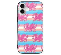 Queer Welsh Trans Dragon Glass Mobile Phone Basic Cases Compatible with iPhone 16/16 Plus/16 Pro/16 Pro Max/16 E Anti-Scratch Covers