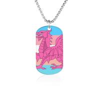Queer Welsh Trans Dragon Memorial Necklaces Titanium Steel Pendant Necklace Fashion Jewelry Gift for Birthday & More
