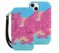 Queer Welsh Trans Dragon Mobile Phone Front Flip Cases Compatible with iPhone 15/15 Plus/15 Pro/15 Pro Max Anti-Scratch Covers