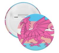 Queer Welsh Trans Dragon Novelty Buttons & Pins Lightweight Tinplate Lapel Badges Brooches Jewelry Gifts
