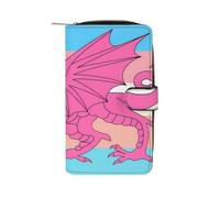 Queer Welsh Trans Dragon Women's Leather Wallets Compact Long Clutch Purse for Work Travel Daily Use