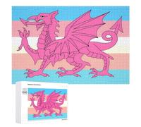Queer Welsh Trans Dragon Wooden Jigsaw Puzzles for Adults Brain-Teasing Game Idea Puzzle Gift 1000 PCS