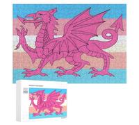 Queer Welsh Trans Dragon Wooden Jigsaw Puzzles for Adults Brain-Teasing Game Idea Puzzle Gift 300 PCS