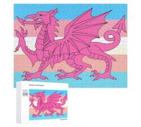 Queer Welsh Trans Dragon Wooden Jigsaw Puzzles for Adults Brain-Teasing Game Idea Puzzle Gift 500 PCS