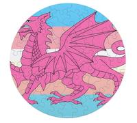 Queer Welsh Trans Dragon Wooden Jigsaw Puzzles for Adults Brain-Teasing Game Idea Puzzle Gift for Unisex