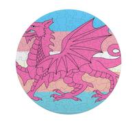 Queer Welsh Trans Dragon Wooden Jigsaw Puzzles for Adults Brain-Teasing Game Idea Puzzle Gift for Unisex