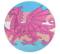 Queer Welsh Trans Dragon Wooden Jigsaw Puzzles for Adults Brain-Teasing Game Idea Puzzle Gift for Unisex