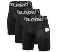 Queerier Mens Compression Shorts 1/3/4 Pack, Spandex Running Sports Workout Base Layer Underwear Athletic Shorts, Black-3pcs, XX-Large