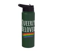 Queerly Beloved LGBTQ Pride Rainbow Love Design Stainless Steel Insulated Water Bottle