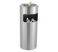 Queeucaer 201 Stainless Steel 30L Indoor/Outdoor Stainless Steel Trash Bin With Stand Ashtray For Hotel Office for indoor and outdoor places such as yards, terraces,25 * 61cm