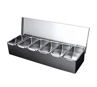 Queeucaer 6 grids Stainless Steel Seasoning Ingredient Box Container Bar Seasoning Box Spice Jar Spice Rack Condiment For Restaurants, Hot Pot Shops, Dairy Shops