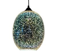 Queeucaer Colourful Fireworks Chandelier,Pendant Lamp Creative 3D Ceiling Modern Colorful Glass Pendant Chandelier Shade Height Adjustable E27, for Living Room Dining Room,Living Room,22 * 32 cm