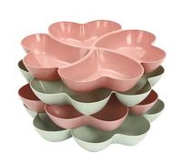 Queeucaer Divided Serving Plates Appetizer Platter Multi-Sectional Snack Tray Section Reusable 4-Compartment Portion Control Dinner Plates, Unbreakable Fast,2 Pink+2 Green