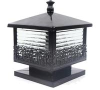 Queeucaer Vintage Gate Post Lamp Pillar Light Outdoor Wall Garden Black Traditional Lantern Adjustable Height Clear Glass Path Drive Porch Terrace Patio Driveway Walkway Hotel