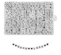 Quefe 1440pcs Acrylic Letter Beads White Cube Sorted Alphabet Beads for Jewelry Making, Bracelets, Necklaces, Key Chains (6 x 6mm)