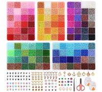 QUEFE 36000pcs 3mm Glass Seed Beads120 Colors Bracelet Making Kit Friendship Bracelet Kit with Letter Beads Accessories Charms and Pendants Kit for Necklaces Making, DIY, Gift, Craft