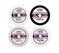 QUEFORET 75mm Saw Blades Set 4pcs - Carbide Blade for Wood Rubber, HSS Blade for Soft Metal, Diamond Tile Saw Blade for Ceramic, Diamond Steel Saw Blade for Rebar, with 10mm Arbor