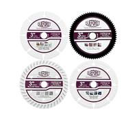 QUEFORET 75mm Saw Blades Set 4pcs - Carbide Blade for Wood Rubber, HSS Cutting Disc for Soft Metal, Diamond Concrete Cutting Disc for Masonry, Diamond Steel Blade for Rebar, with 10mm Arbor