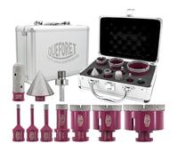 QUEFORET Diamond Drill Bits Set 10pcs - 7pcs 6/6/8/20/35/50/68mm x M14 Hole Saw, 20mm Finger Milling Bit, 50mm Beveling Bit, 1pc M14 to Hex Adapter for Ceramic Porcelain Tile Marble Granite