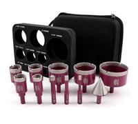 QUEFORET Diamond Drill Bits Set 11pcs - 10pcs 6/8/10/20/25/28/32/45/50/65mm Dry Hole Saw, 1pc 35mm Beveling Chamfer Bit for Ceramic Porcelain Tile Marble Granite
