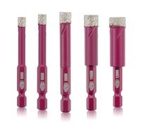 QUEFORET Diamond Drill Bits Set - 5pcs 6/6/8/10/12mm Dry Hole Saw Kit for Drilling Ceramic Porcelain Tile Marble Granite, Quick Change Hex Shank