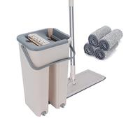 Queiting Mop and Bucket Set Floor Mop and Bucket System Set, 360° Flat Squeeze Microfiber Mop Home Floor Tiles Cleaning with 4 Wet Dry Cleaning Buckets for Floor Cleaning