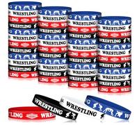 Quelay 100 Pcs Wrestling Rubber Bracelets Wrestling Silicones Wristbands Jewelry Sports Gifts for Wrestlers Teams Moms and Coaches Birthday Grapple Game Match Kids Party Favors Decorations