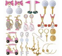 Quelay 12 Pairs Golf Earrings for Women Golf Accessories Jewelry Studs Birthday Christmas Gifts for Golfer Golfing Lovers