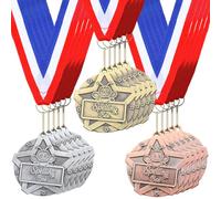 Quelay 15 Pcs Spelling Bee Medals Bulk 2 Inches Gold Silver Bronze Spelling Bee Medals with Neck Ribbons Metal Trophy Award Prize Gift for Tournaments Competitions Party Supplies
