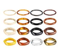 Quelay 16 Pcs Colorful Square Acrylic Resin Bangle Bracelet Wide Geometric Irregular Wristbands Women, 2.56 inches, acrylic resin, no gemstone