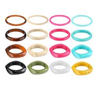 Quelay 16 Pcs Colorful Square Acrylic Resin Bangle Bracelet Wide Geometric Irregular Wristbands Women, 2.56 inches, acrylic resin, no gemstone