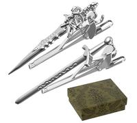 Quelay 2 Pcs Sword Tie Clip for Men, Silver Knife Novelty Tie Pin with Box Gift for Men's Jewelry Gift for Christmas