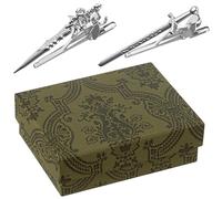 Quelay 2 Pcs Sword Tie Clip for Men, Silver Knife Novelty Tie Pin with Box Gift for Men's Jewelry Gift