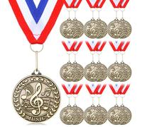 Quelay 20 Pcs 2'' Music Medals with Neck Ribbons Winner Medals Awards Bulk Metal Trophy Award Prize Gift for Adult Competitions School Education Tournaments Party Favor