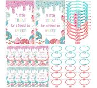 Quelay 20 Sets Summer Donut Party Gifts Bulk Heartbeat Bracelets Donut So Sweet Theme Appreciation Gifts with Blessing Card Rn Jewelry for Women Graduation Birthday Party Decorations