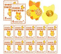 Quelay 24 Pack Cheer Team Gifts Bulk Cheerleader Duck Pins Brooches You've Been Cheer Ducked Tags Team Inspirational Gift Accessories for Teammates, 1.38 inches, enamel, no gemstone