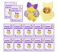 Quelay 24 Pack Cheer Team Gifts Bulk Cheerleader Duck Pins Brooches You've Been Cheer Ducked Tags Team Inspirational Gift Accessories for Teammates, 1.38 inches, enamel, no gemstone