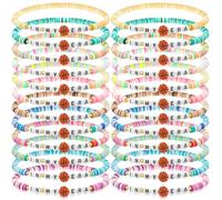 Quelay 24 Pcs Appreciation Bracelet Gift Bulk in My Era Bead Clay Beaded Stretchy Bracelets for Woman Graduation End of Year Thank You Back to School Inspire Gift, 6.69 inches, Plastic, Clay, no
