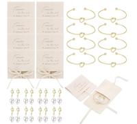 Quelay 24 Pcs Bridesmaid Pearl Jewelry Set of 8 Bridesmaid Bracelet Earrings Jewelry Gift Pouch with Bow Tie I Couldn't Tie The Knot Without You Wedding Bride Shower Supplies, 3.15 x 3.15 inches, PU
