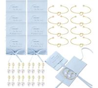 Quelay 24 Pcs Bridesmaid Pearl Jewelry Set of 8 Bridesmaid Bracelet Earrings Jewelry Gift Pouch with Bow Tie I Couldn't Tie The Knot Without You Wedding Bride Shower Supplies, 3.15 x 3.15 inches, PU