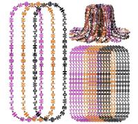 Quelay 24 Pcs Halloween Bead Necklaces Beads Necklace for Adults Plastic Party Jewelry for Party Favors Supplies (Orange Purple Black)