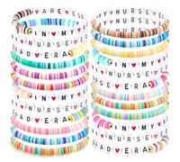 Quelay 24 Pcs Nurse Gifts Bulk in My Era Bracelet Nurses Week Appreciation Gifts 2025 Bead Clay Beaded Stretchy Bracelet for Woman Graduation End of Year Practitioner Medical Assistant