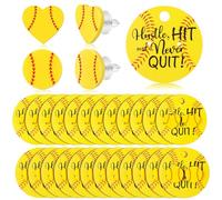 Quelay 24 Set Baseball Softball Stud Earrings for Women Sport Ball Earrings Stud with Card for Mom Fan Jewelry Gift, acrylic and metal, No Gemstone