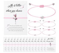 Quelay 24 Sets Ballet Dance Bracelet Gifts Bulk Ballet Star Bracelets Jewelry with Inspirational Card Dance School Recital Gift for Dancing Competition Team Graduation Party Charm Jewelry Favor