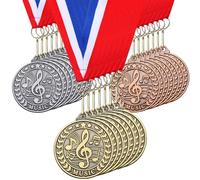 Quelay 30 Pcs 2'' Award Medals Bulk Gold Silver Bronze Medals with Neck Ribbons Metal Trophy Award Prize Gift for Kids Adults Competitions Party, Tournaments(Music)