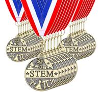 Quelay 30 Pcs 2'' Award Medals Bulk Gold Winner Medals with Neck Ribbons Metal Trophy Award Prize Gift for Tournaments, Competitions, Party, Kids and Adults (Stem)