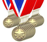Quelay 30 Pcs 2'' Award Medals Bulk Gold Winner Medals with Neck Ribbons Metal Trophy Award Prize Gift for Tournaments, Competitions, Party, Kids and Adults(Achievement)